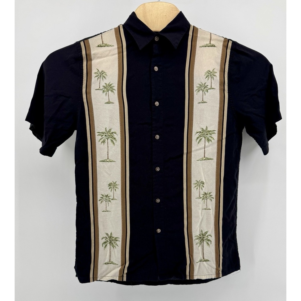 Batak Bay Hawaiian Shirt Men's Size S 100% Rayon Floral Tropical Palm Tree Aloha